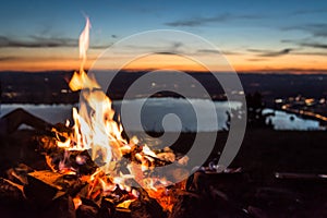 Mount Zugerberg stunning beautiful sunset bonfire lake zug