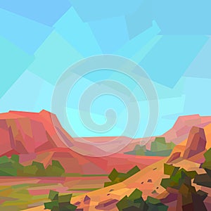 Low poly mountain view