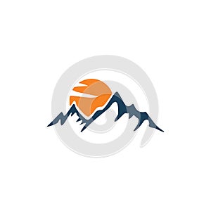 Mountain adventue sun logo design