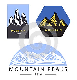 Mountain adventure and expedition vector logo labels