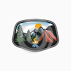 Mountain Adventure Logo. Hiking and Camping Vintage Logo design Vector