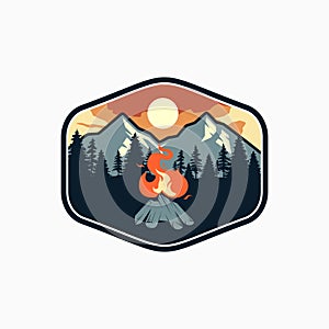 Mountain Adventure Logo. Hiking and Camping Vintage Logo design Vector