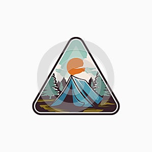 Mountain Adventure Logo. Hiking and Camping Vintage Logo design Vector