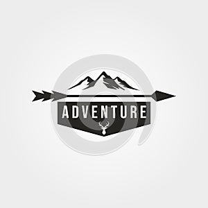 Mountain adventure outdoor logo vector vintage symbol illustration design