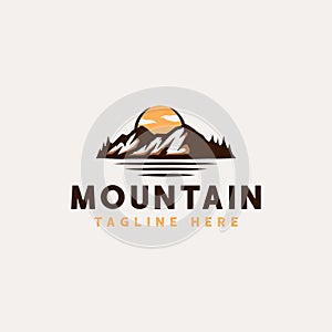 Mountain Adventure and Outdoor Vintage Logo Template. Badge or Emblem Style. Vector Illustration