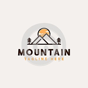 Mountain Adventure and Outdoor Vintage Logo Template. Badge or Emblem Style. Vector Illustration