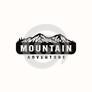 Mountain Adventure and Outdoor Vintage Logo Template. Badge or Emblem Style. Vector Illustration