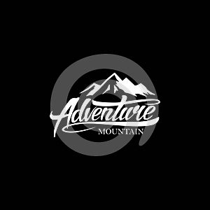 Mountain adventure vector vintage logo design with abstract concepts