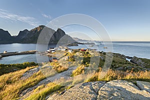 Mountain aerial view on Lofoten Islands, Norway