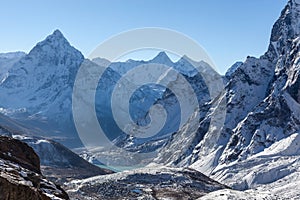 Mountain Ama Dablam summit on the Everest Base.