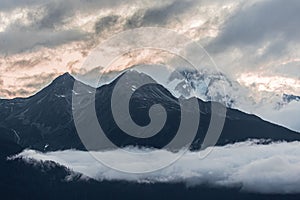 The mountain amongst the clouds