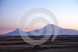 Mountain Ararat in a landscape of Armenia