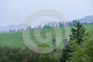 Mountain area view in slovakia - vintage look