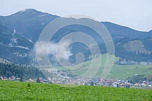 Mountain area view in slovakia - vintage look