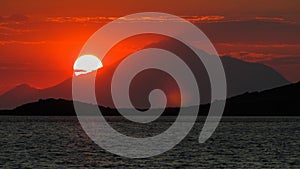 Mountain Athos during sunset