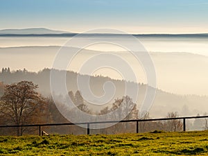 Mountain autumnal landscape, Sudetes mountain, Poland, Europe.