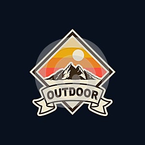 Mountain badge emblem logo template for T shirt