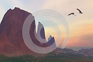 Mountain with Bald Eagles