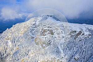 Mountain behind clouds