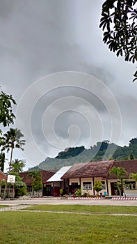 the mountain behind the school