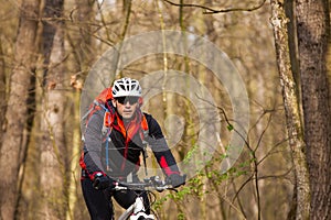 Mountain Bike cyclist riding single track