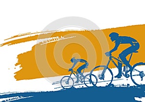 Mountain bike cyclists,banner background.