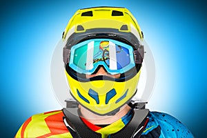 Mountain bike freeride downhill rider portrait