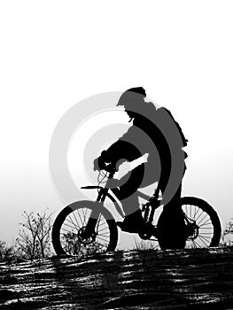 Mountain bike racer silhouette