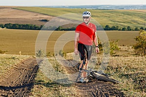 Mountain bike sport athlete man riding outdoor