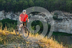 Mountain bike sport athlete man riding outdoor