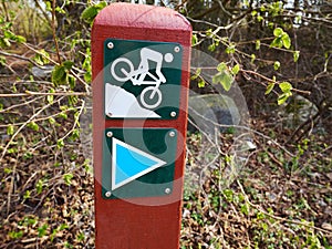 Mountain Bike Trial Sign in Nature