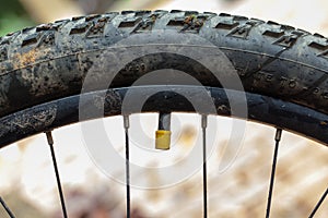 Mountain bike valve with yellow cap