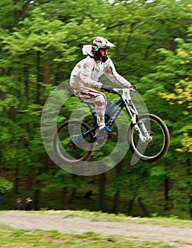 Mountain biker in the air