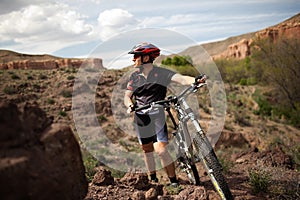 Mountain biker in canyon