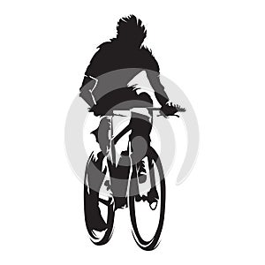 Mountain biker, cycling, isolated vector silhouette