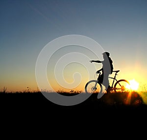 Mountain biker girl silhouette