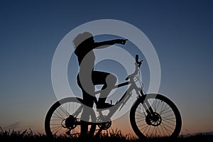 Mountain biker girl silhouette