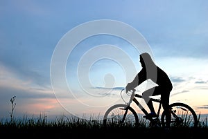 Mountain biker girl silhouette