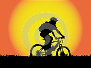 Mountain biker girl silhouette