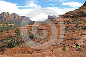 Mountain biker in the red rocks, Sedona, USA