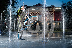 A mountain biker ride in fountain