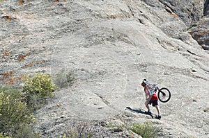 Mountain biker uphill