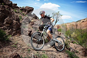 Mountain biker in wild desert