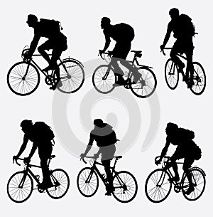 Mountain bikers silhouette