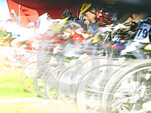 Mountain bikers on a start photo