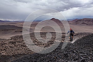 Mountain biking Andes mountains desert north Argentina