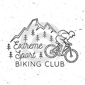 Mountain biking club. Vector illustration. Concept for shirt or logo, print, stamp or tee. Vintage line art design with