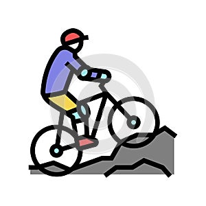 mountain biking color icon vector illustration