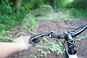 Mountain biking down hill view