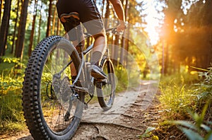 Mountain biking forest trail